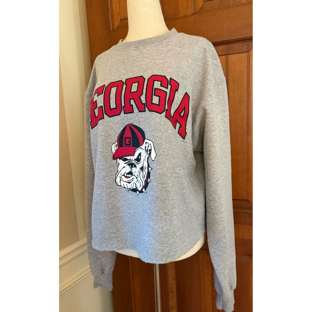 Georgia Bulldogs Cutoff Sweatshirt Women Size M Heather Gray UGA SEC Long Sleeve